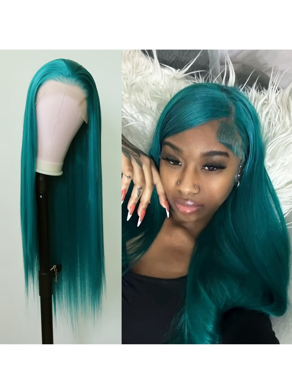 Teal blue lace front wig #glamour #party #festival